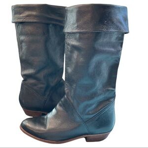 Vintage sz 7.5 black leather heeled boots